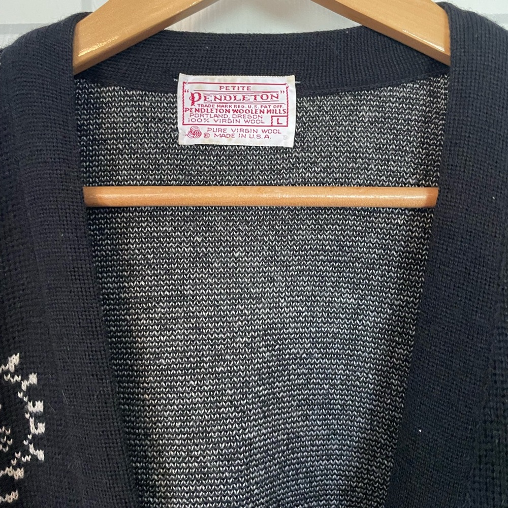 Pendleton Black & White Knit Button Cardigan - image 3